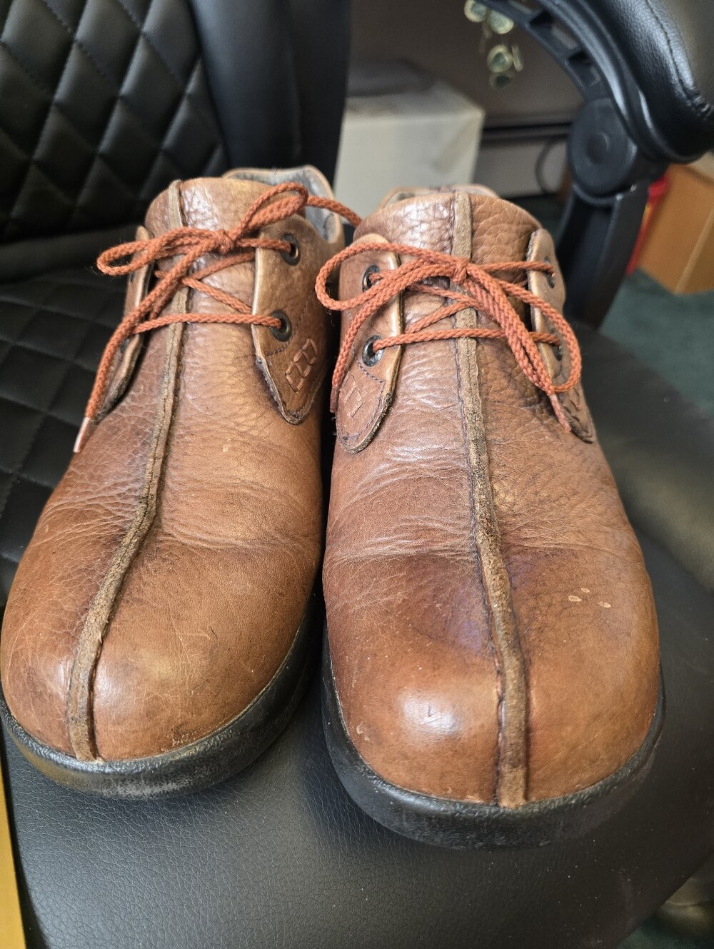 MEN'S Sz 11.5Wide AETREX Oxford Orthotic Tan Dress Shoes w/Comfort Insoles